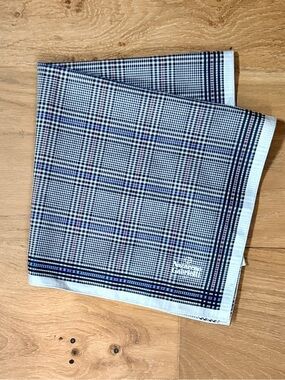 VTG Nazareno Gabrielli Italian Glen Plaid Pocket Square Scarf Hanky Cotton Silk